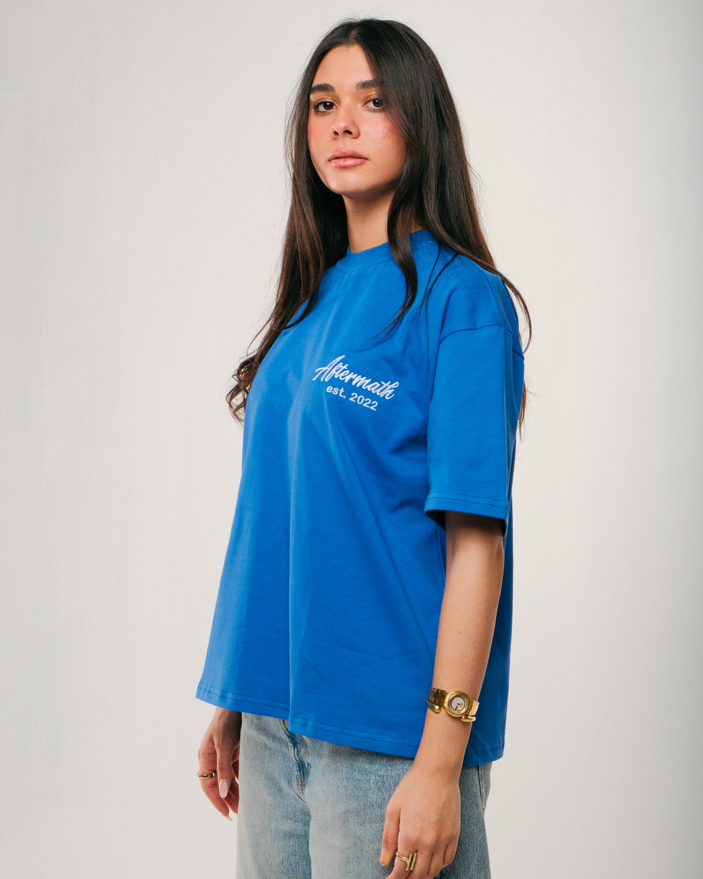 Royal Blue Embroidered Boxy Fit T-shirt